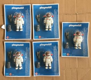 Playmobil,  Lote Of 5 Astronaut Figure With The Bubble Damage,  2016,  Moc.