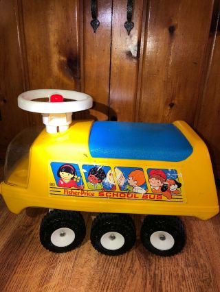 Vintage Child Size Ride On Fisher Price Little People School Bus 1970s 1980s Z1
