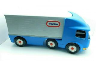 Little Tikes 23 " Blue Semi Truck Trailer Car Hauler Child Ride On
