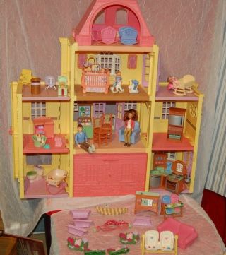 Fisher Price Loving Family Twins Doll House With Dolls Furniture And Accessories