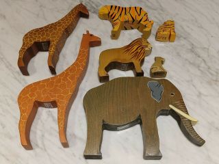 Kinderkram Wooden Toy Set,  Wild Jungle or Savanna Animals,  Waldorf,  pre - loved 2