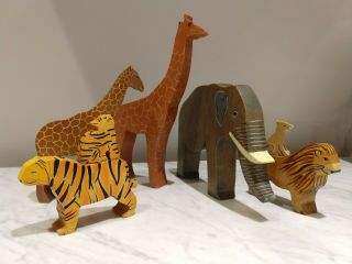Kinderkram Wooden Toy Set,  Wild Jungle or Savanna Animals,  Waldorf,  pre - loved 3