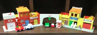 Vintage 1973 Fisher Price Play Family Village With Accessories