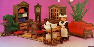 Complete Playmobil 5320 Victorian Dollhouse Living Dining Room Tea Cart,  No Box