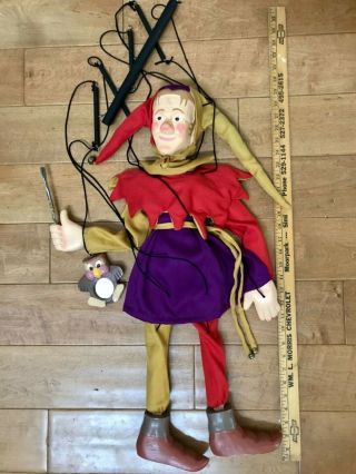 JESTER - wooden marionette,  29 “ tall,  handmade Vintage Estate find 2