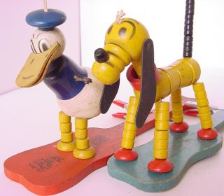 1930s FISHER PRICE DISNEY DONALD DUCK & PLUTO MICKEY MOUSE ' S DOG POP - UP CRITTERS 3
