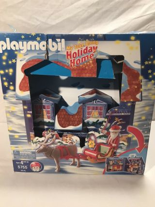 Playmobil My Take Along Santas Workshop 5755 Near Complete Set,