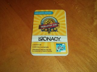 Loonacy Tabletop Day 2014 Promotional Promo Pack Exclusive Edition Fr Board Game