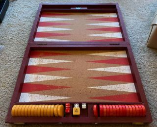 Pro Backgammon Royal Brand Crisloid Portable Gaming Kit 30 Bakelite Chips