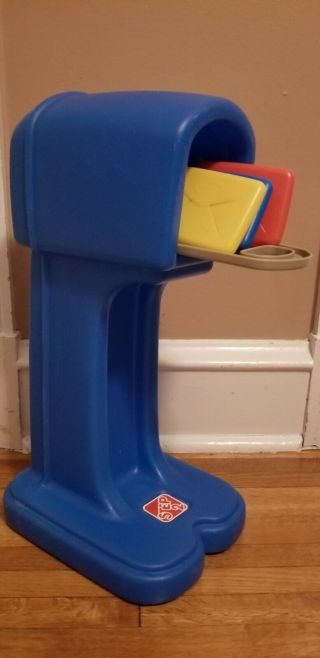 Step 2 Little Tikes Blue Plastic Toy Play Mailbox With Set Of 3 Postcards