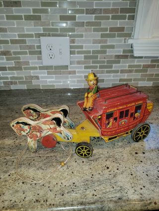 Vintage Fisher Price Gold Star Stage Wagon 175 1940