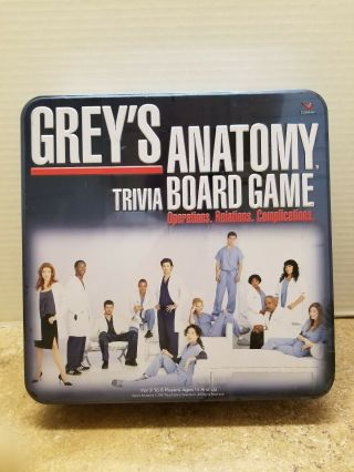 Grey’s Anatomy 2007 Trivia Board Game Collectors Metal Tin Box Cardinal Complete