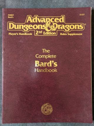 2nd Edition 1992 Ad&d: The Complete Bard 