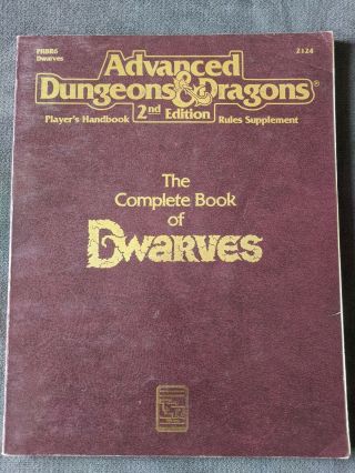 2nd Edition 1991 Ad&d: The Complete Book Of Dwarves