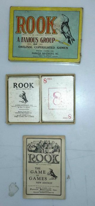 1930s Rook Card Game W Box & Instructions - Parker Brothers