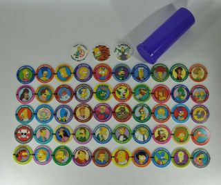 Skycaps From Skybox The Simpsons Pogs Complete Set Of 50 & 3 Addtl Simpson Pogs