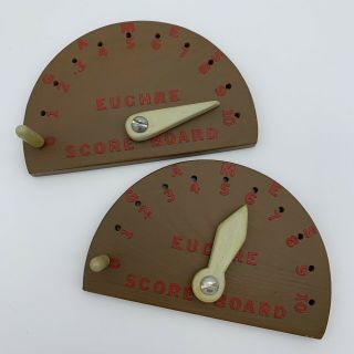 Euchre Score Counter Set Of 2 Faux Wood Vintage Game Accessory