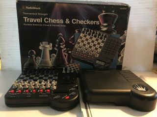 Vintage Radio Shack Electronic Travel Chess & Checkers Set 60 - 2219