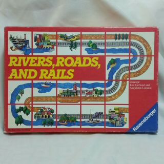 Rivers,  Roads,  And Rails Matching Game Ravensburger 1980s West Germany Vintage