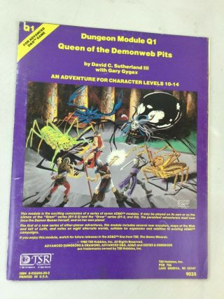 Ad&d Queen Of The Demonweb Pits,  Tsr 1980 Module Q1/9035,  Dungeons & Dragons