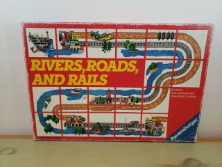 Ravensburger Discovery Toys Card Game Rivers Roads And Rails Vintage 1984