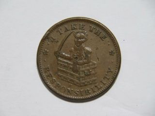 1833 H Hard Times Token Andrew Jackson Mule Roman Firmness Veto Coin 