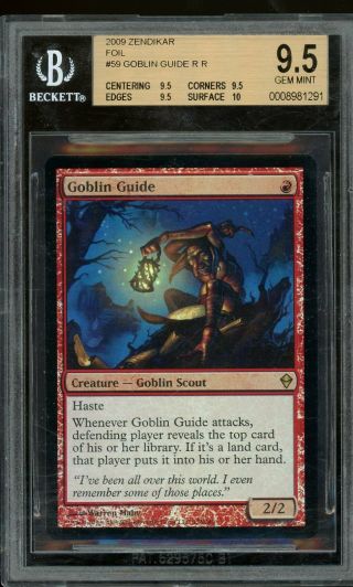 Goblin Guide - Zendikar Foil,  Bgs 9.  5 Quad,  Gem.  Mtg (pop 1 Of 5)