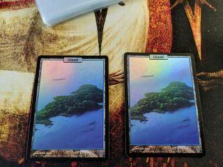2x Island Foil Unhinged Full Extended Art Land Mtg Magic The Gathering See Scan