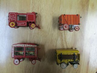 (4) Circus Craft Wood Wagons W/ Horses,  Fully Assembled & Painted -