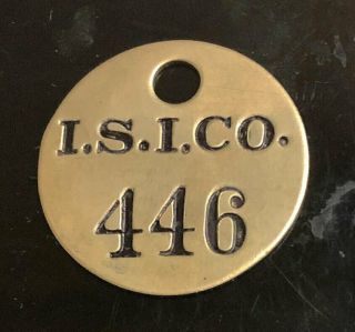 Vintage Time Check Brass Tag: Inland Steel Co; Tool Check