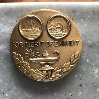 1973 Ana American Numismatic Association For Merit Of Exhibit Maco Bronze Medal
