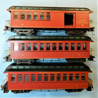 Bachmann On30 Passenger,  Observation And Mail Cars,  Pennsylvania Red Lettered