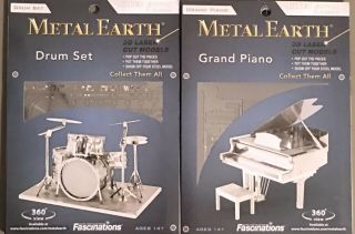 Grand Piano & Drum Set Metal Earth 3d Laser Cut Model Diy 2 Kits