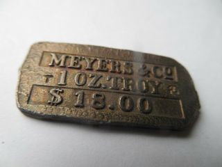 Meyers & Co.  Medal 1 Oz Troy $18 Gold Ingot U.  S.  Standard Warranted Coin Token