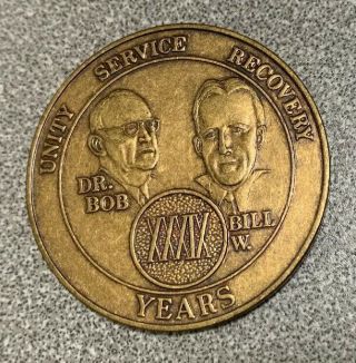 39 Year Alcoholics Anonymous Chip With Photo Of Bill And Bob & 7th Step On Back