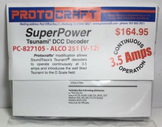 Protocraft 3.  5amp - Soundtraxx Tsunami Sound Decoder - Alco 251 V12 - Pc827105