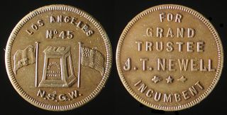 Native Sons Of The Golden West N.  S.  G.  W.  45 Los Angeles,  California Token 2k1671