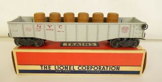 Lionel Postwar 6562 - 1 York Central Canister Car W/barrels - Vg,  In Orig Box