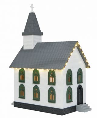 Mth 30 - 90578 O Railking 5 Country Church With White Leds Ln/box