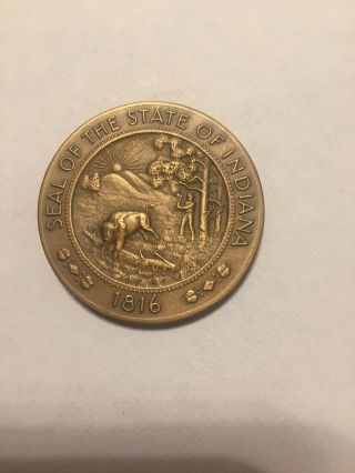 1966 State Of Indiana Sesquicentennial Coin Medal Token Medallic Art Co.  2.  5 "