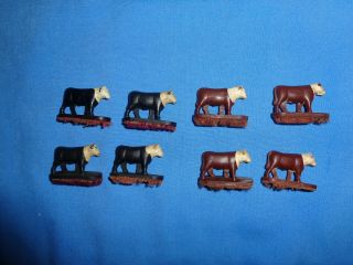 8 Cows For American Flyer 771/k771 Operating Stockyard.  4 Black & 4 Br