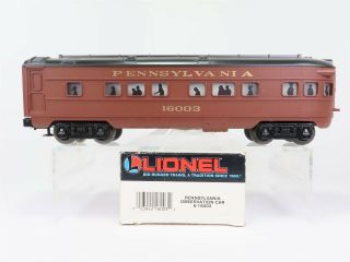 O 3 - Rail Lionel 6 - 16003 Prr Pennsylvania Observation Passenger Car W/light 16003