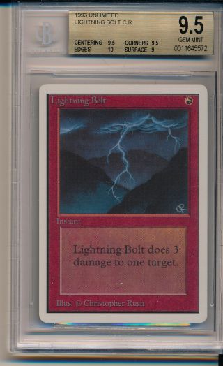 Lightning Bolt Unlimited Magic The Gathering Graded Bgs 9.  5 Gem