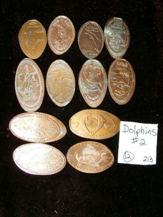 12 Dolphins Themed Elongated Coin Rolled Pressed Smashed Pennies (213 - 2)