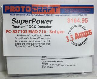 Protocraft 3.  5amp - Soundtraxx Tsunami Sound Decoder - Emd 710 - Pc827103