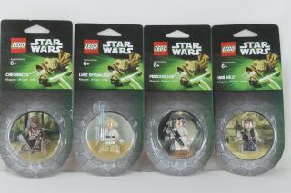 Star Wars Lego Set Of 4 Minifigure Magnets Han,  Chewbacca,  Luke,  & Leia