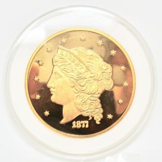 United States Of America 50 Dollars 1877 Restrike In Medal Bu Proof Plated Medal