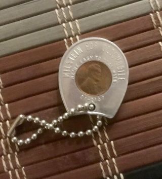 1949 S Encased Penny Milstein For Oldsmobile Good Luck Key Chain