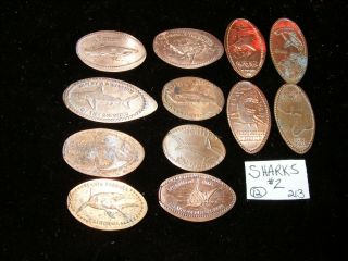 12 Sharks Themed Elongated Coin Rolled Pressed Smashed Pennies (213 - 2)