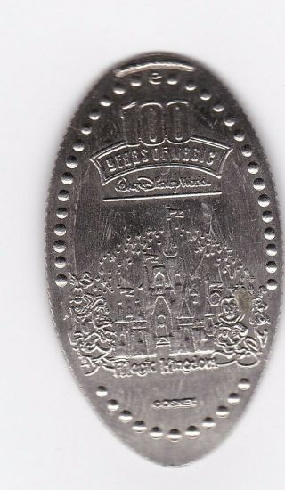 Elongated Souvenir Quarter: Walt Disney World Magic Kingdom 100 Years Of Magic